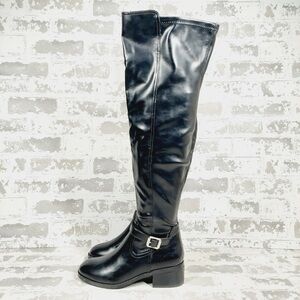 NEW DV by Dolce Vita Elyse Buckle Block Heel Black Boot Over-The-Knee D850
